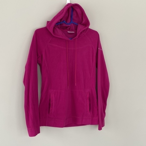 Columbia Polartech Lightweight Fleece Pullover Sweatshirt Hooded Pink Small - Picture 8 of 8